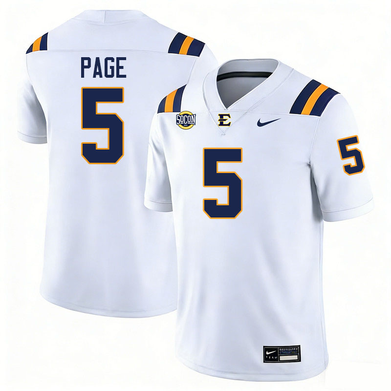 East Tennessee State Buccaneers #5 Karim Page College Football Jerseys,Uniforms-White